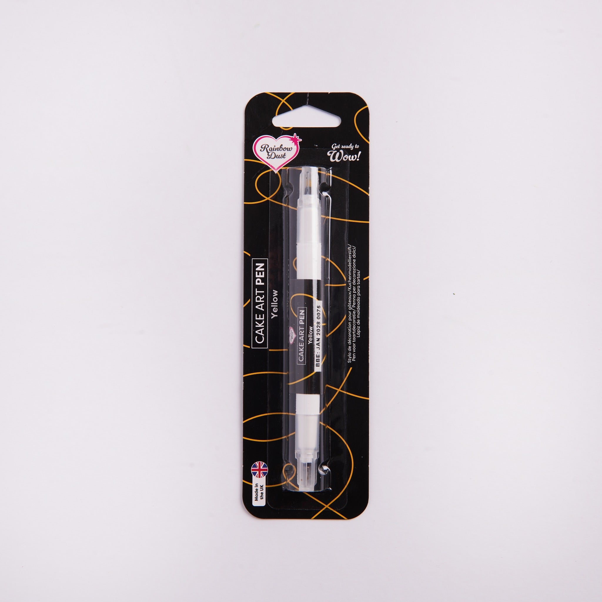 Yellow edible food colouring pen dual nib
