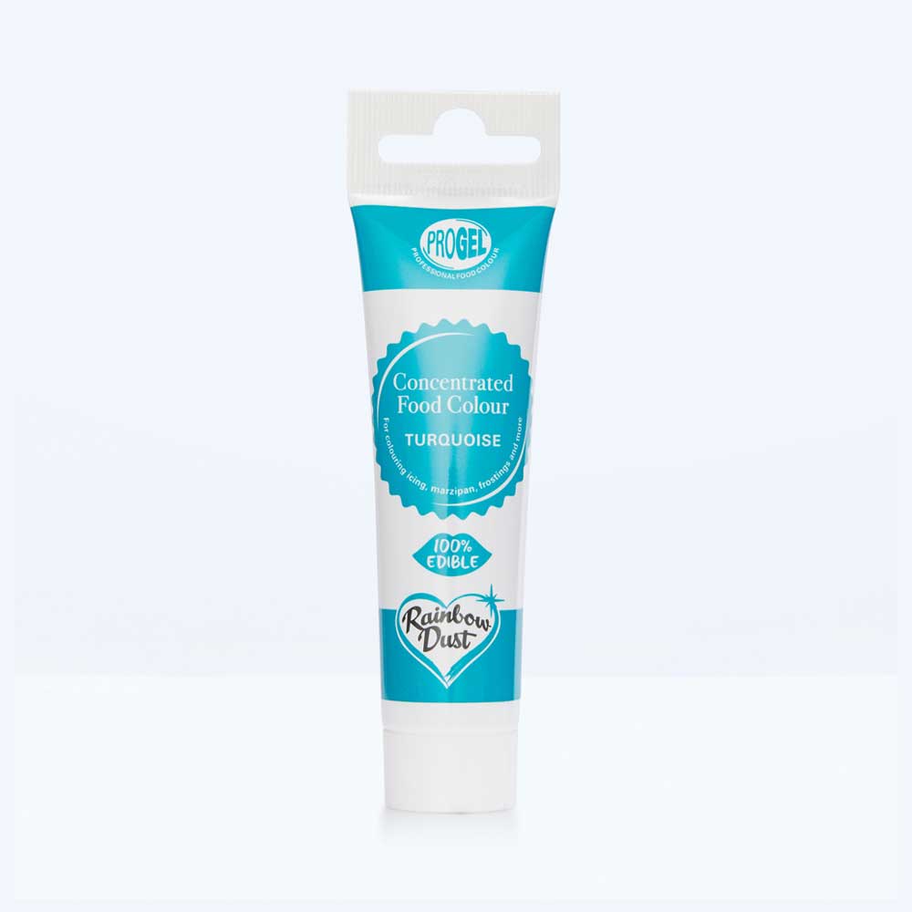 Turquoise food colouring gel tube
