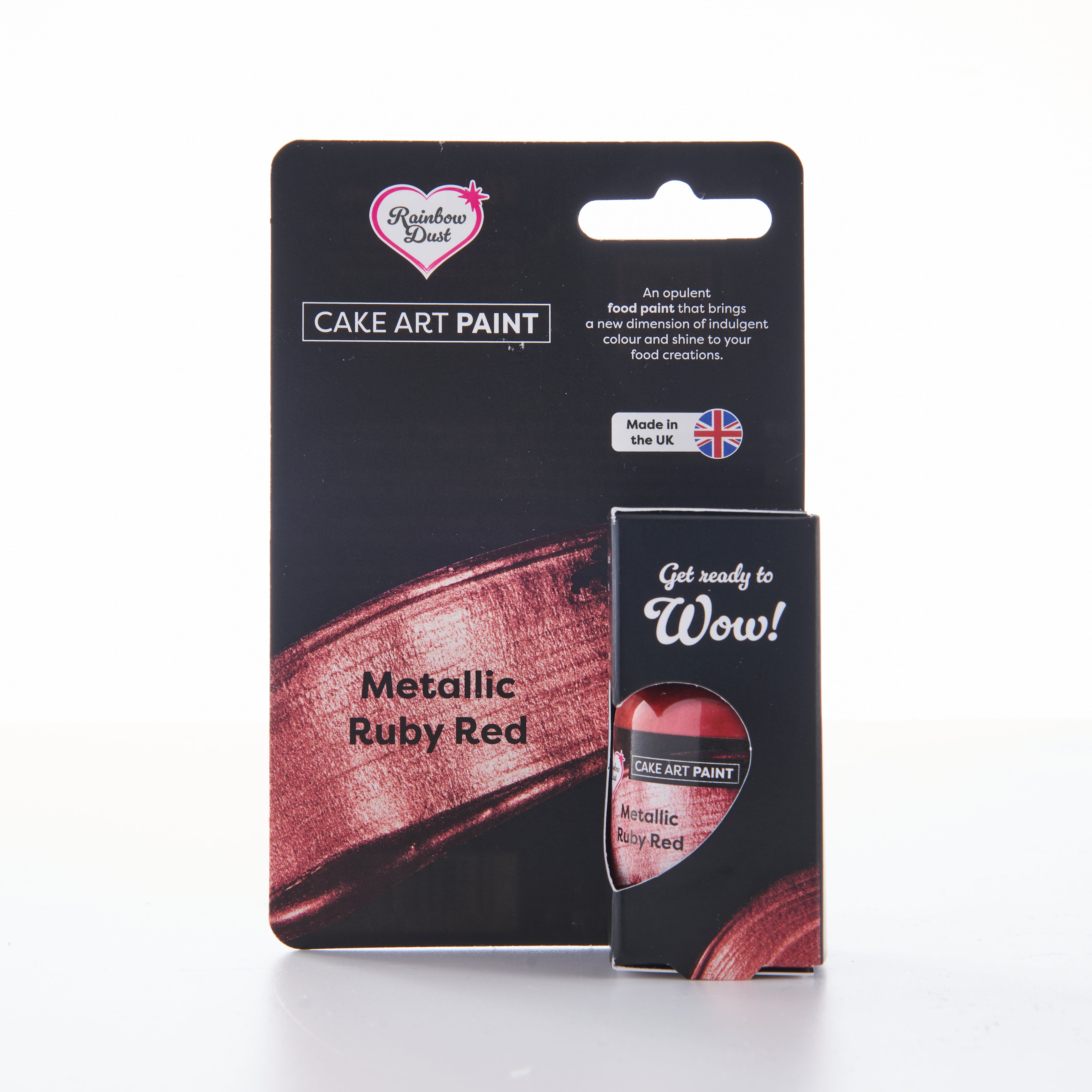 Edible food paint metallic ruby red