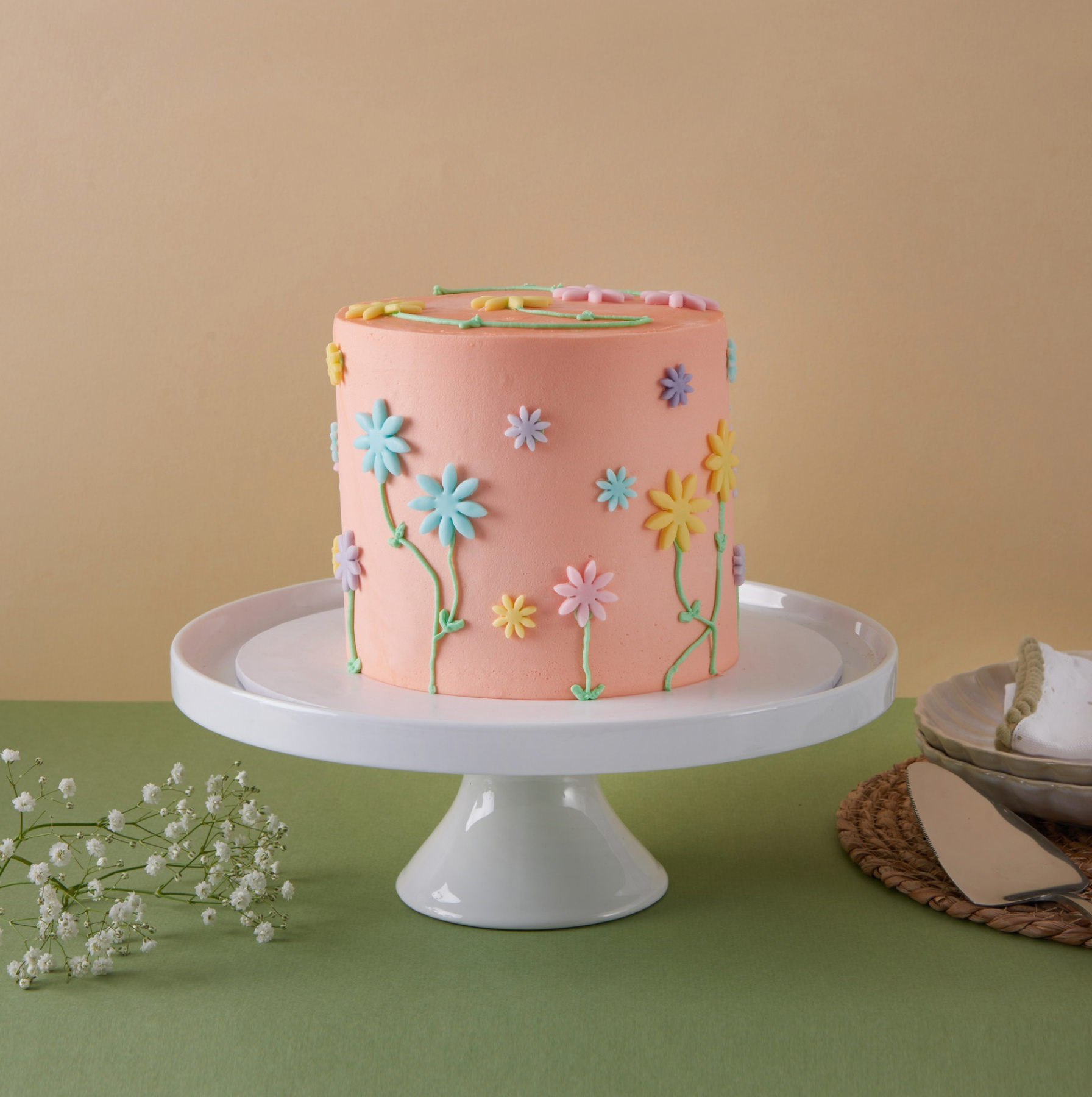 Pastel coloured flower cake