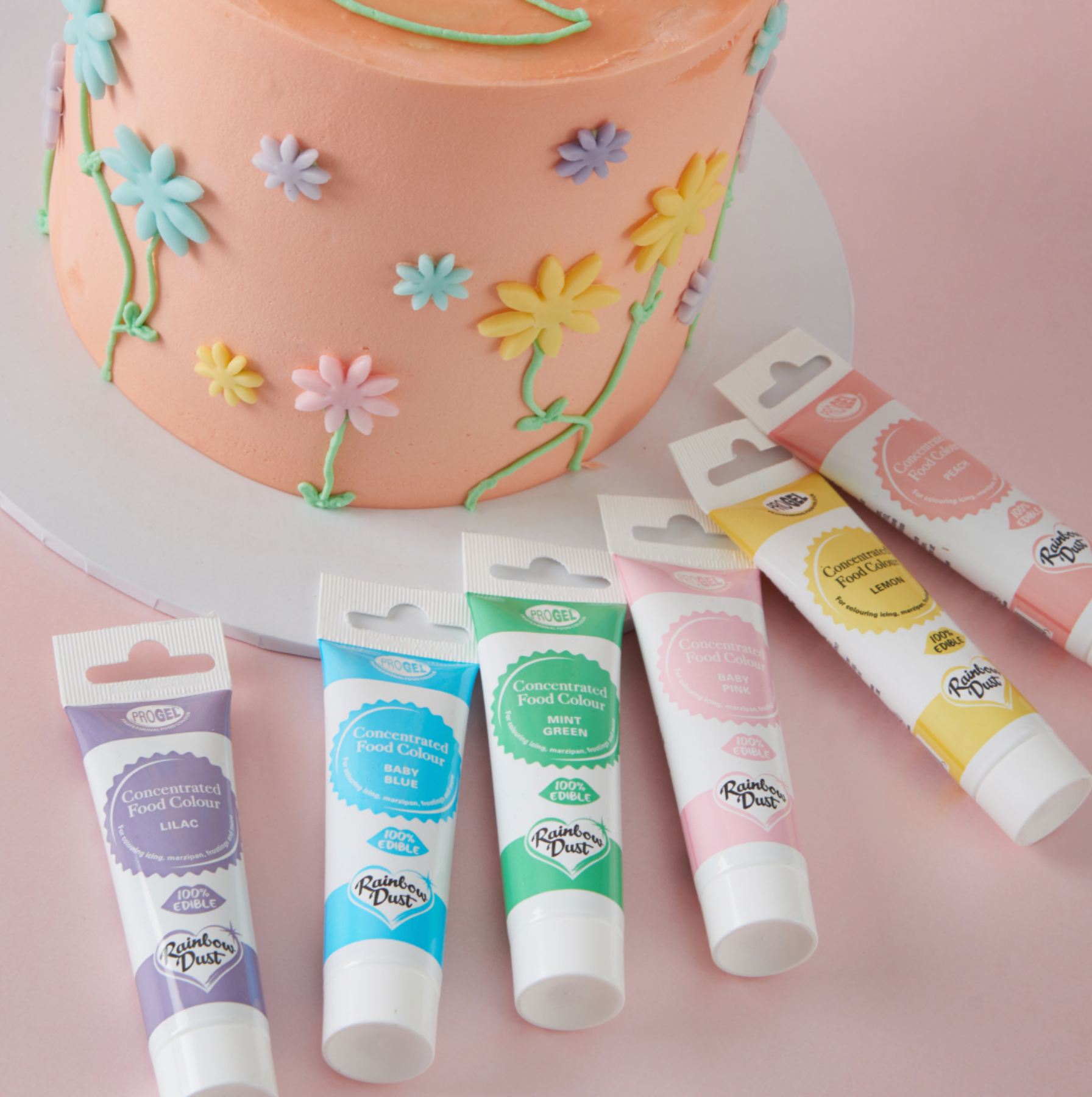 Pastel coloured flower cake