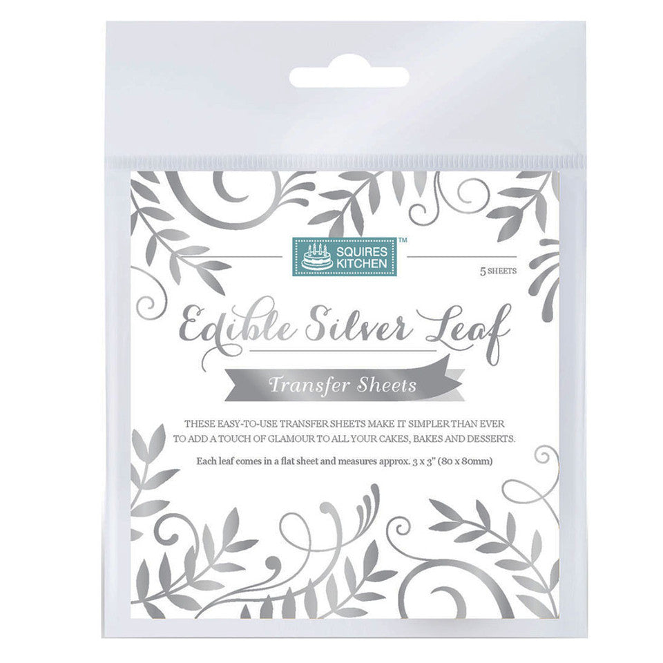Edible silver leaf transfer sheets (pack of 5)