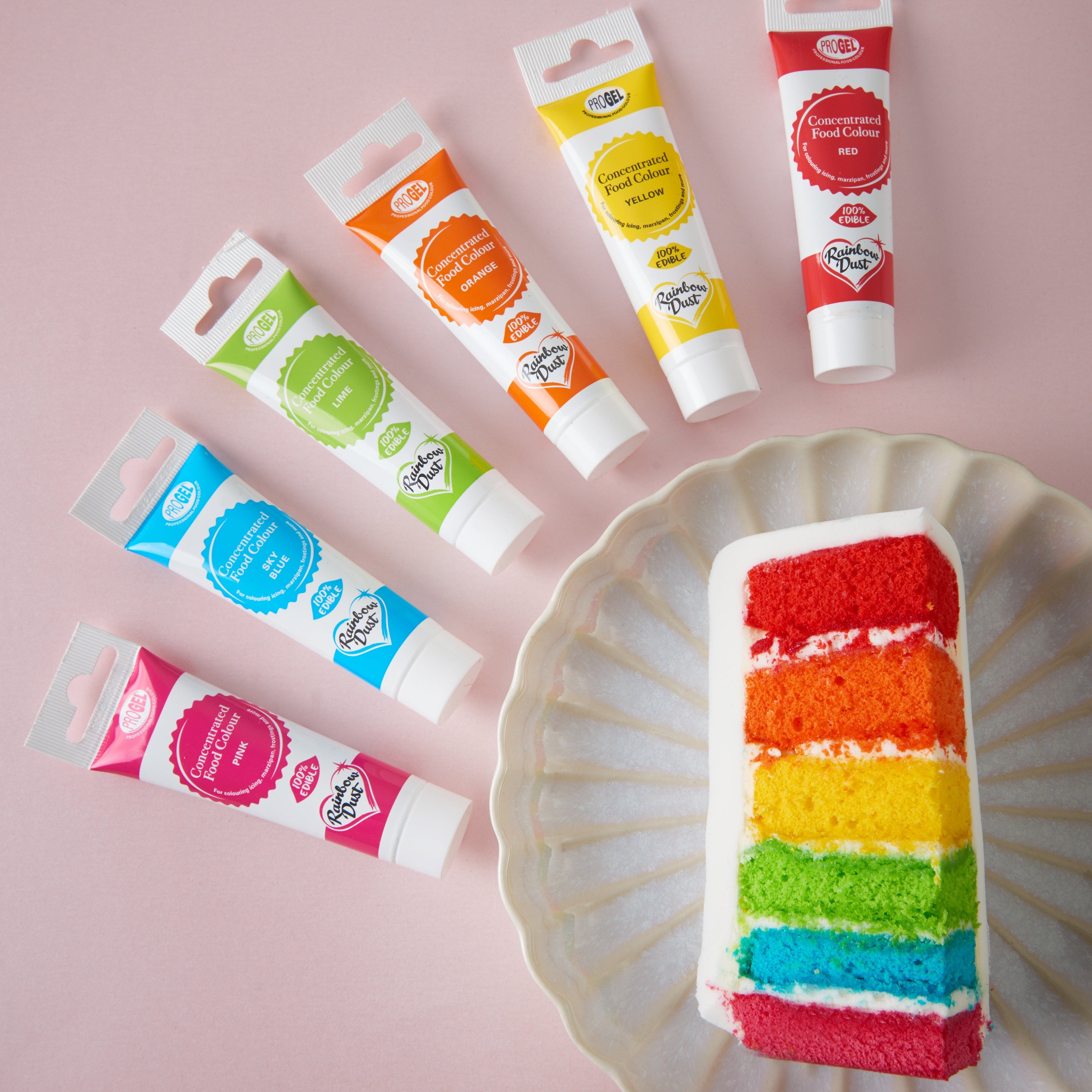 ProGel Rainbow multipack 6 x 25g lime green orange pink red sky blue and yellow