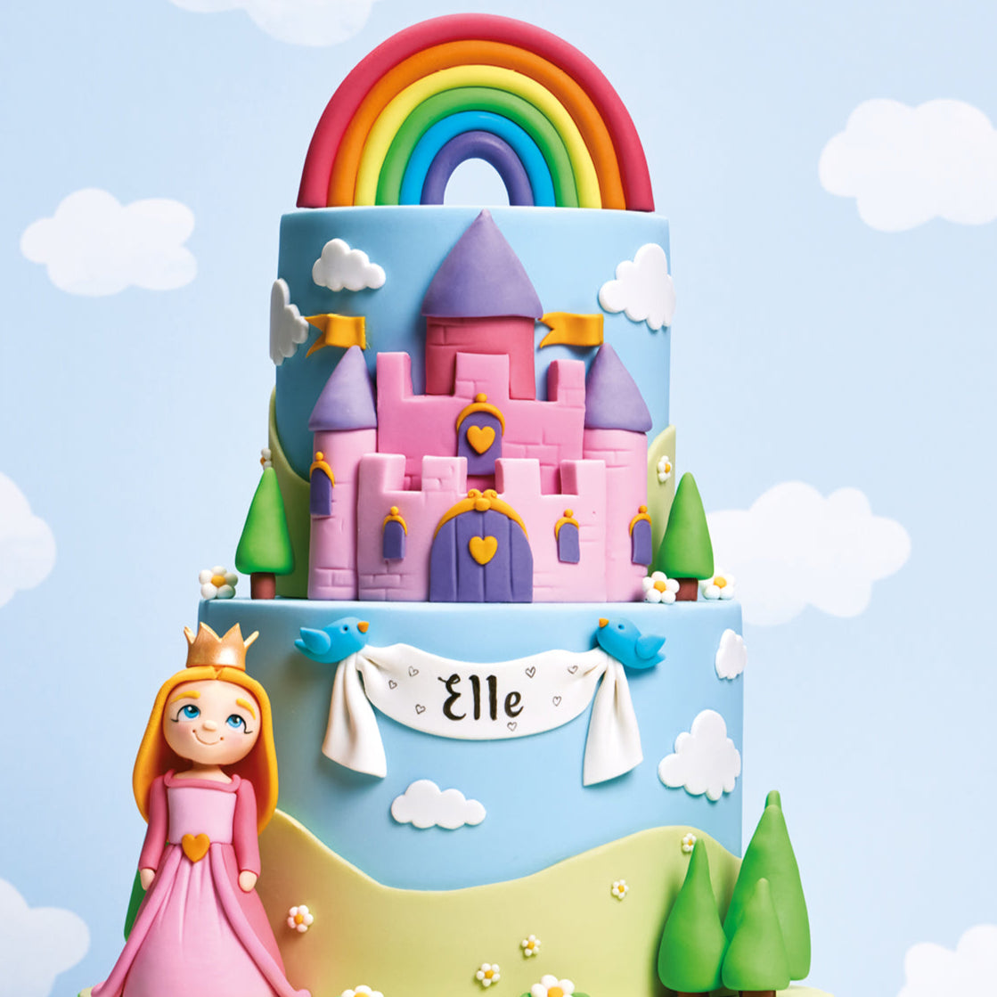 Colourful fondant sugarpaste icing cake
